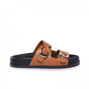 Sandalias Deslizantes Bernardo Evie Mujer Marrones Oscuro | GJQ54HS