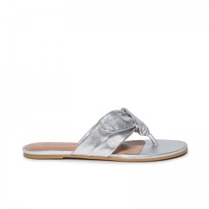Sandalias Deslizantes Bernardo Harmony Thong Mujer Plateadas | EZI8148RJ