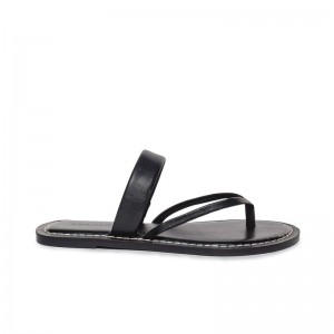 Sandalias Planas Bernardo Leia Thong Mujer Negras | OCC5048QQ