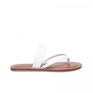 Sandalias Planas Bernardo Leia Thong Mujer Blancas | BKF9520JG