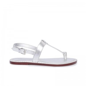 Sandalias Planas Bernardo Maverick 2 Toe Ring Mujer Plateadas | HAP6084JA