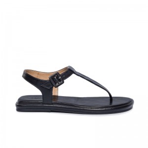Sandalias Planas Bernardo Tucson T-Strap Mujer Negras | IQG2518KR