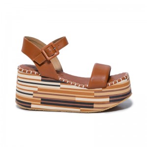 Sandalias Plataforma Bernardo Marley Mujer Marrones Oscuro | HKL7383BJ