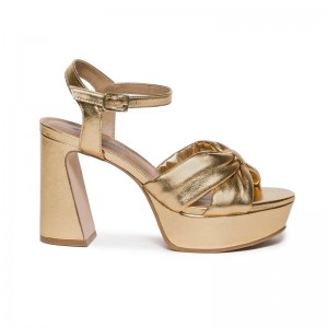 Sandalias Plataforma Bernardo Veronika Mujer Doradas | KZS224HB