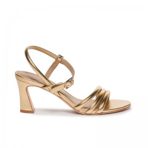 Sandalias Tacones Bernardo Noor Mujer Doradas | EJN8137LS