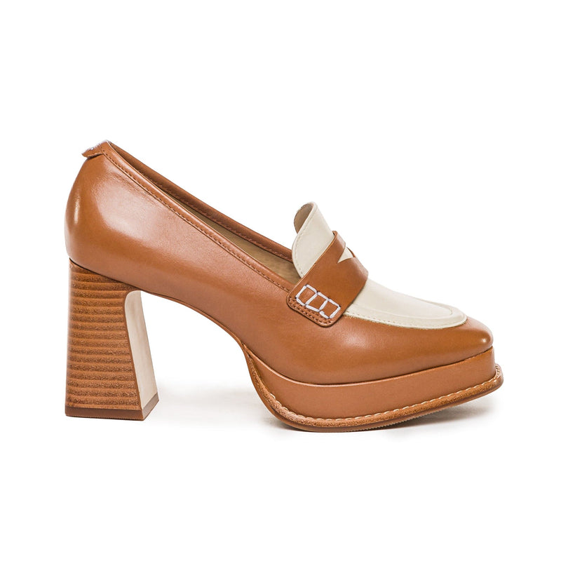 Mocasines Bernardo Natalie Platform Mujer Marrones Oscuro Blancas | FGJ6975WO