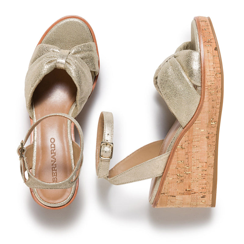 Sandalias Cuña Bernardo Kearny Mujer Doradas | OIU4252DI