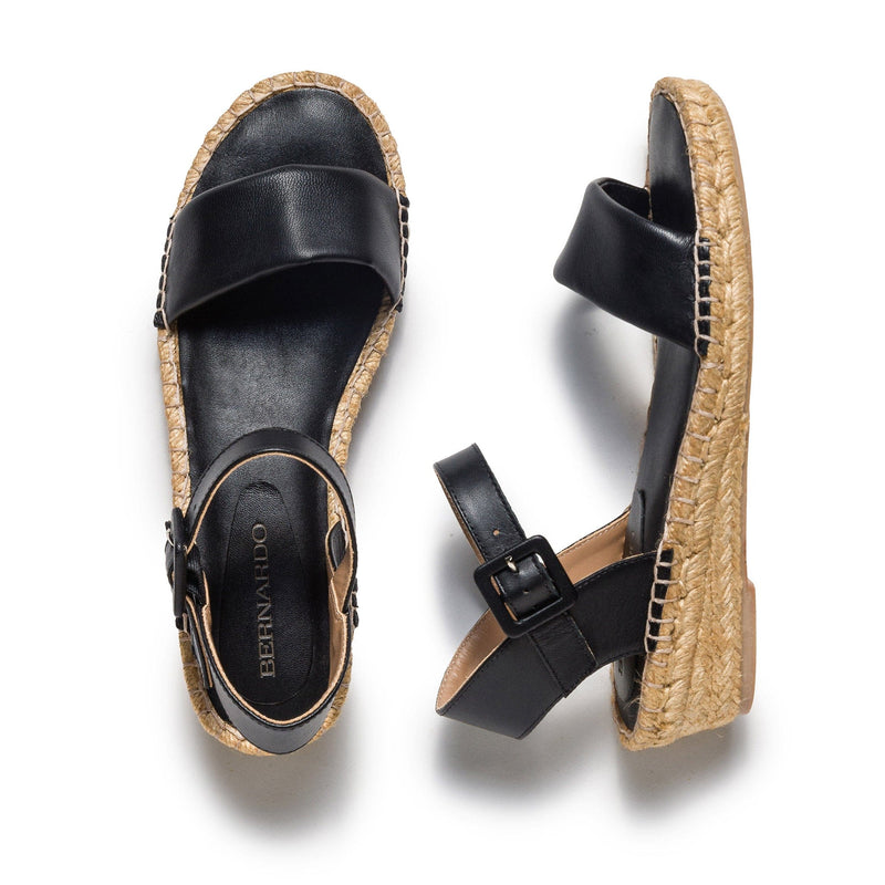 Sandalias Cuña Bernardo Madrid Espadrille Mujer Negras | IRQ5415SP