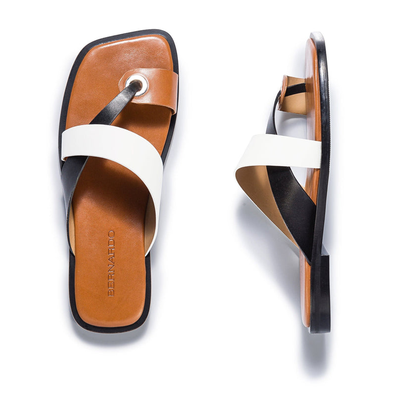Sandalias Deslizantes Bernardo Amelia Cross Strap Mujer Negras Blancas | UPM1583BT