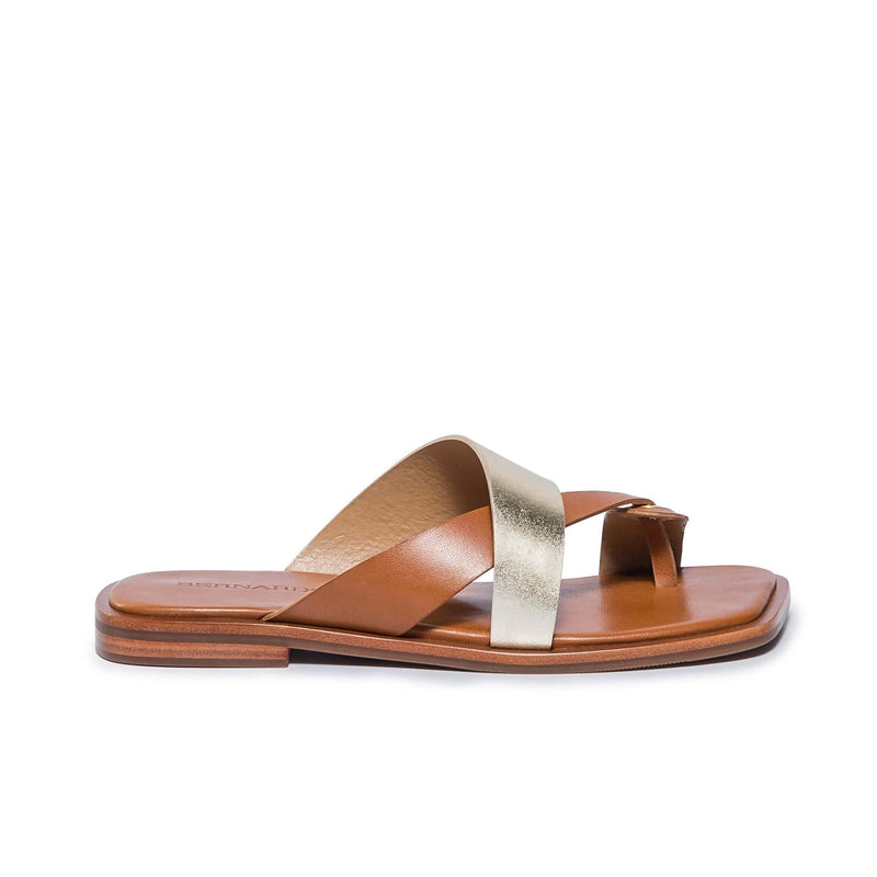 Sandalias Deslizantes Bernardo Amelia Cross Strap Mujer Doradas Marrones | HTS3978JS
