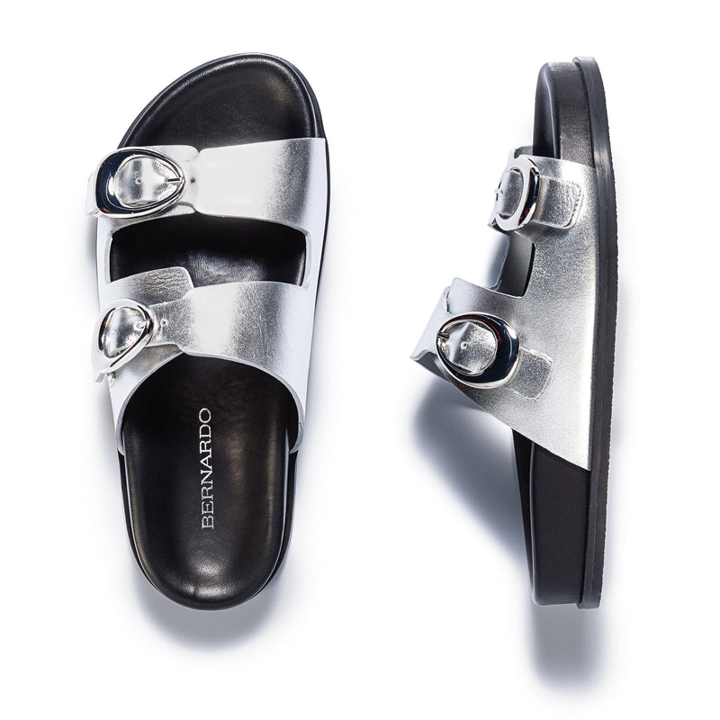 Sandalias Deslizantes Bernardo Evie Mujer Plateadas | WHG3766JQ