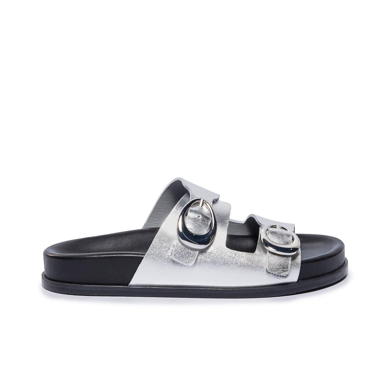 Sandalias Deslizantes Bernardo Evie Mujer Plateadas | WHG3766JQ