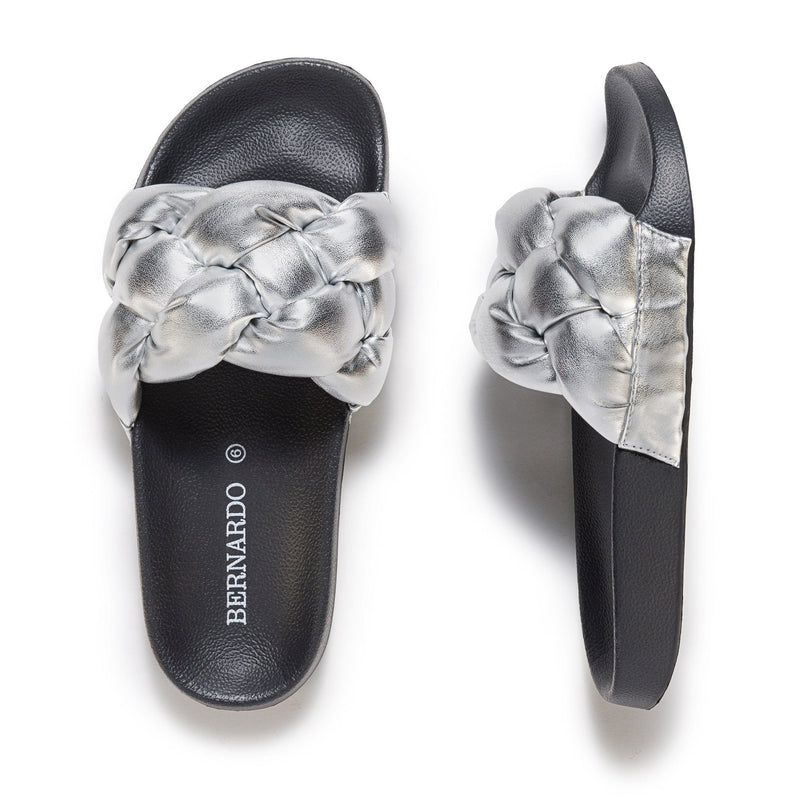 Sandalias Deslizantes Bernardo Rylee Pool Mujer Plateadas | MLD575IJ
