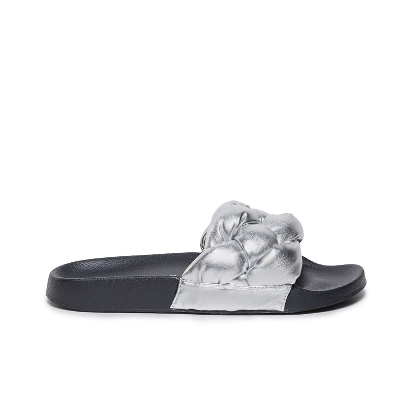 Sandalias Deslizantes Bernardo Rylee Pool Mujer Plateadas | MLD575IJ