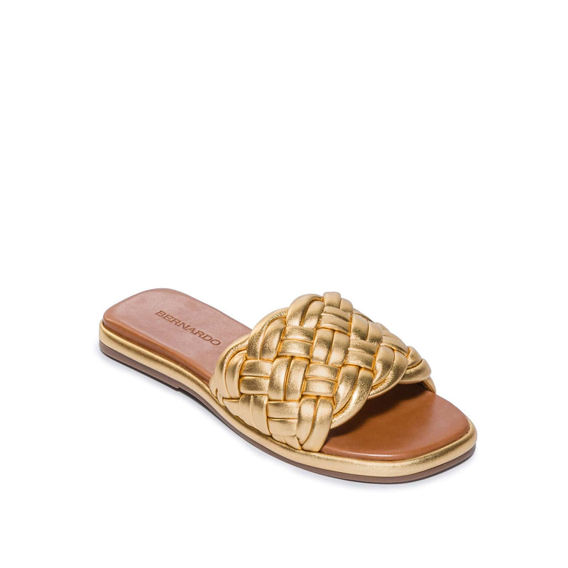Sandalias Deslizantes Bernardo Troy Woven Mujer Doradas | WWX1448AP