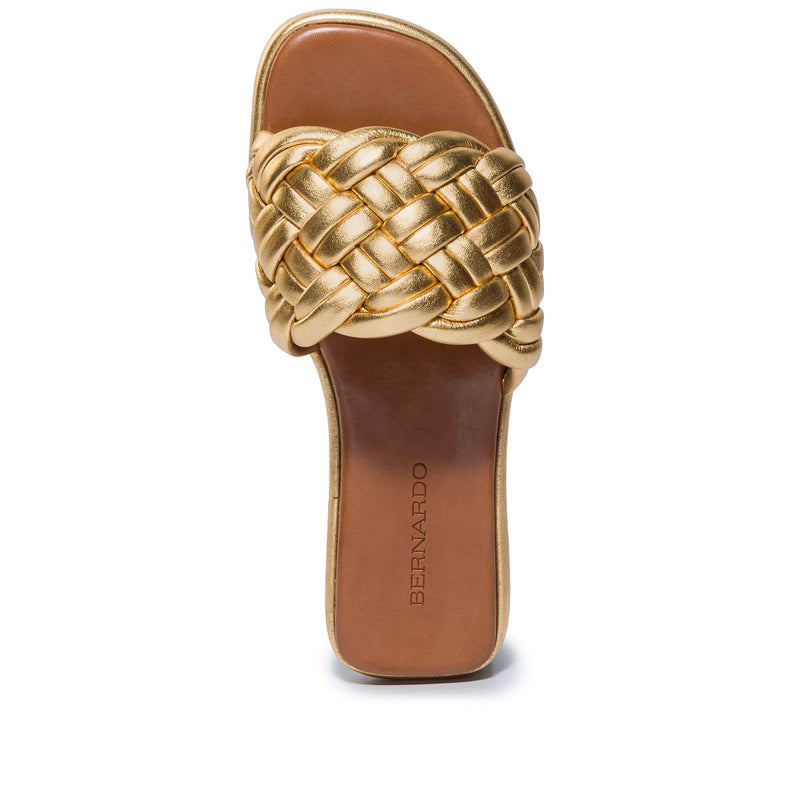 Sandalias Deslizantes Bernardo Troy Woven Mujer Doradas | WWX1448AP