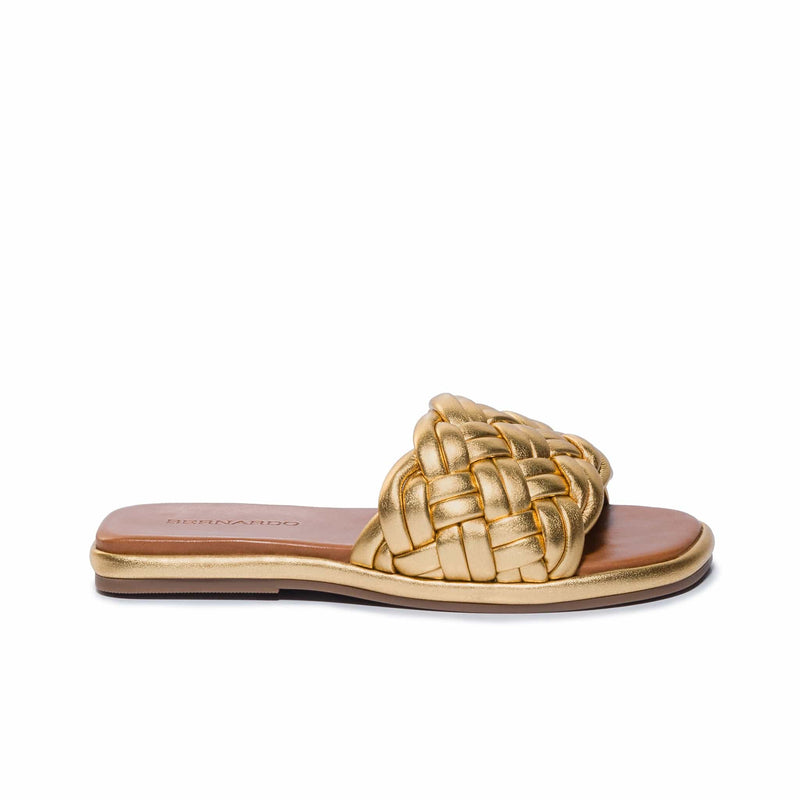 Sandalias Deslizantes Bernardo Troy Woven Mujer Doradas | WWX1448AP