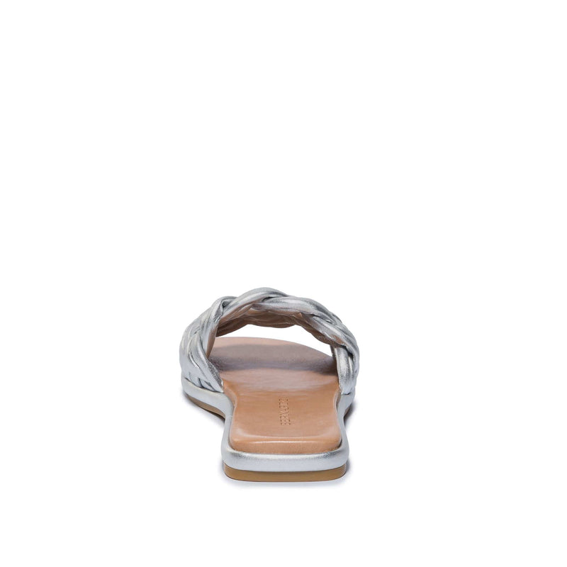 Sandalias Deslizantes Bernardo Troy Woven Mujer Plateadas | NXD7465XO