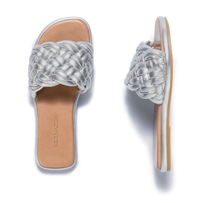 Sandalias Deslizantes Bernardo Troy Woven Mujer Plateadas | DIU6773ZW