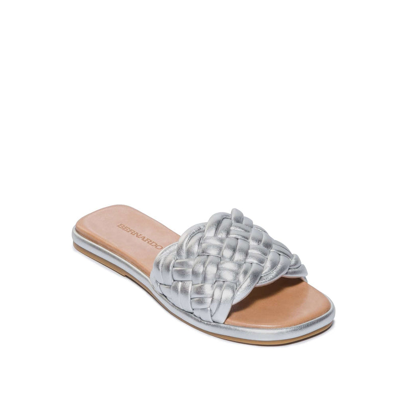 Sandalias Deslizantes Bernardo Troy Woven Mujer Plateadas | DIU6773ZW
