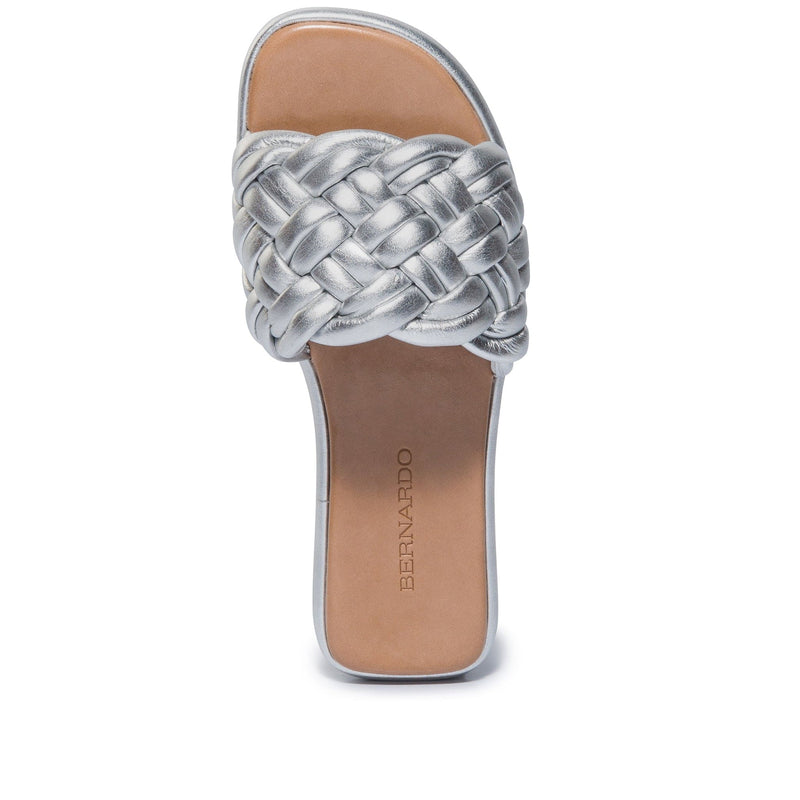 Sandalias Deslizantes Bernardo Troy Woven Mujer Plateadas | DIU6773ZW