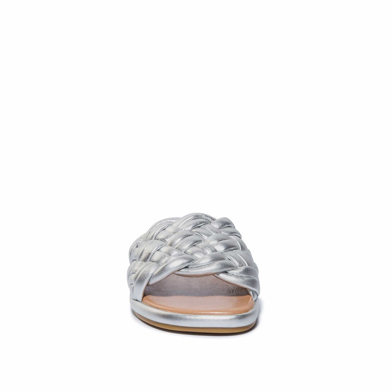 Sandalias Deslizantes Bernardo Troy Woven Mujer Plateadas | DIU6773ZW