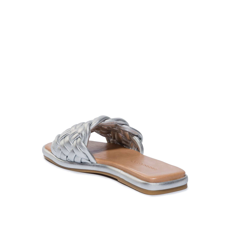 Sandalias Deslizantes Bernardo Troy Woven Mujer Plateadas | DIU6773ZW