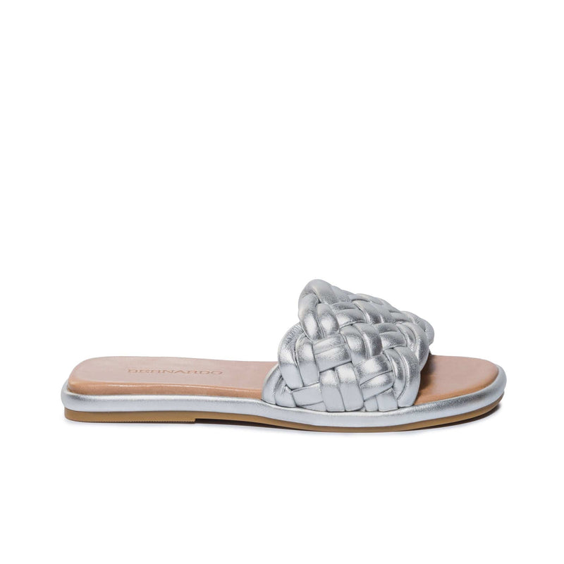 Sandalias Deslizantes Bernardo Troy Woven Mujer Plateadas | DIU6773ZW