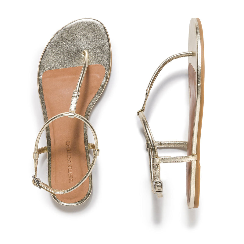 Sandalias Planas Bernardo Haven Thong Mujer Doradas | VLE981SO