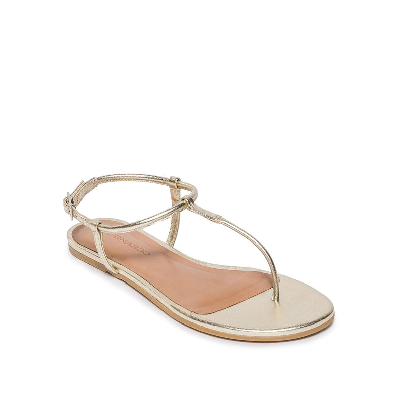 Sandalias Planas Bernardo Haven Thong Mujer Doradas | VLE981SO