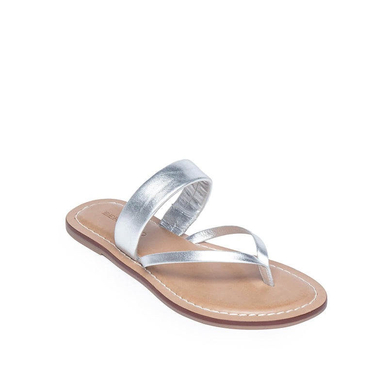 Sandalias Planas Bernardo Leia Thong Mujer Plateadas | CNE5881SI