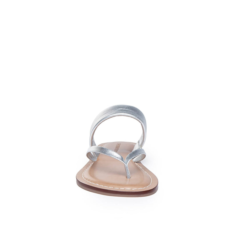 Sandalias Planas Bernardo Leia Thong Mujer Plateadas | CNE5881SI
