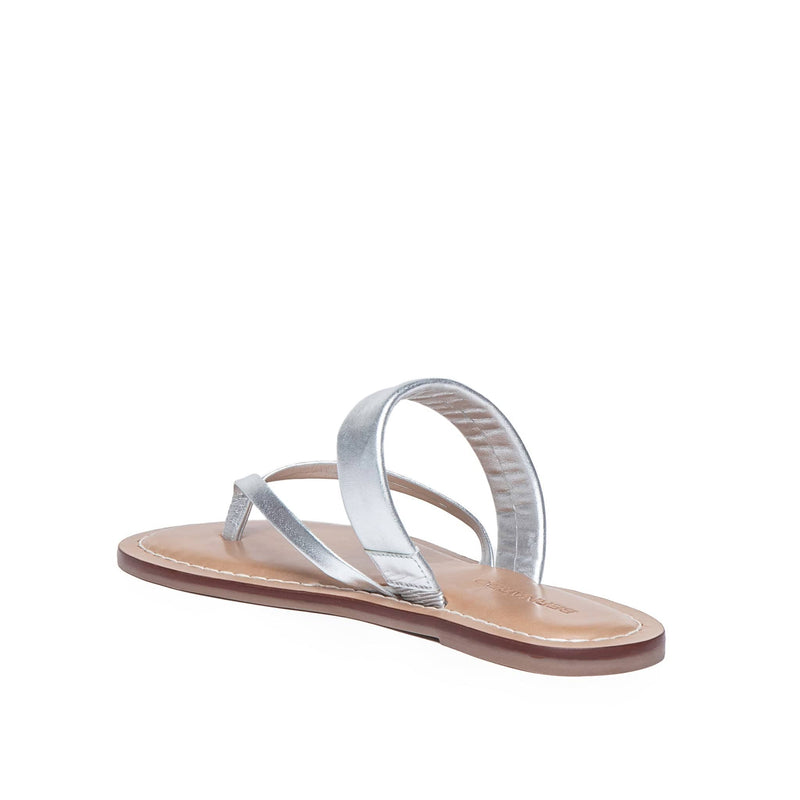Sandalias Planas Bernardo Leia Thong Mujer Plateadas | CNE5881SI