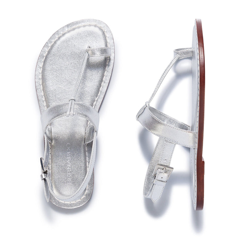 Sandalias Planas Bernardo Maverick 2 Toe Ring Mujer Plateadas | HAP6084JA