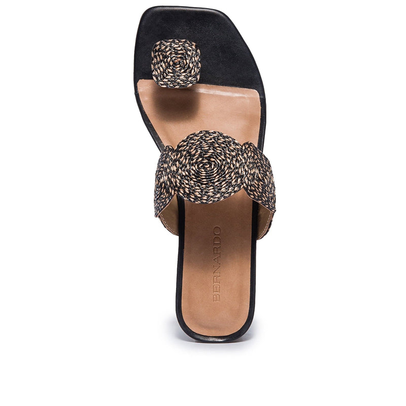 Sandalias Planas Bernardo Palermo Raffia Mujer Negras | LEB1431VC