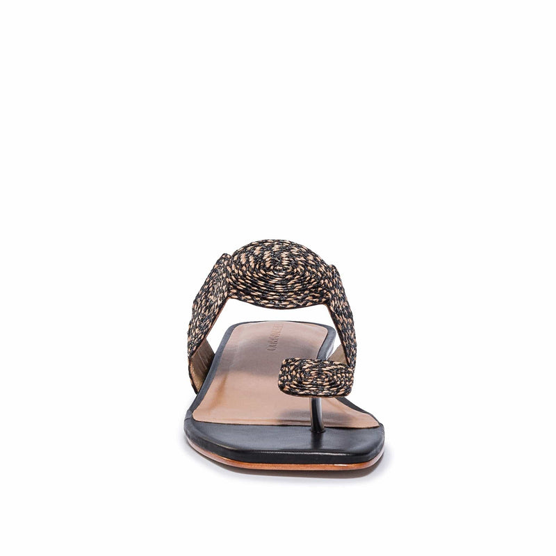 Sandalias Planas Bernardo Palermo Raffia Mujer Negras | LEB1431VC