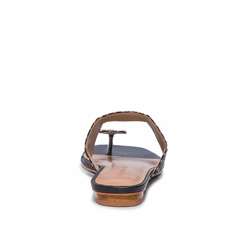 Sandalias Planas Bernardo Palermo Raffia Mujer Negras | LEB1431VC