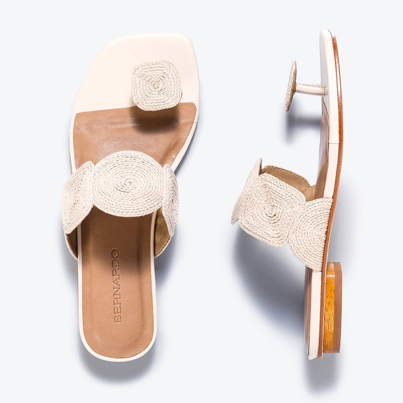 Sandalias Planas Bernardo Palermo Raffia Mujer Blancas | KHI7377QQ