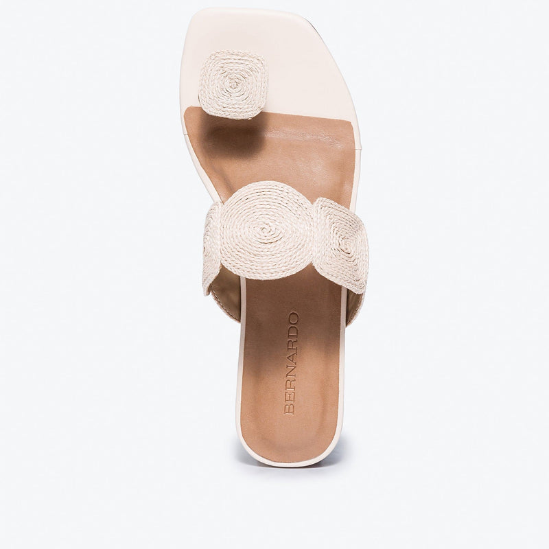 Sandalias Planas Bernardo Palermo Raffia Mujer Blancas | KHI7377QQ