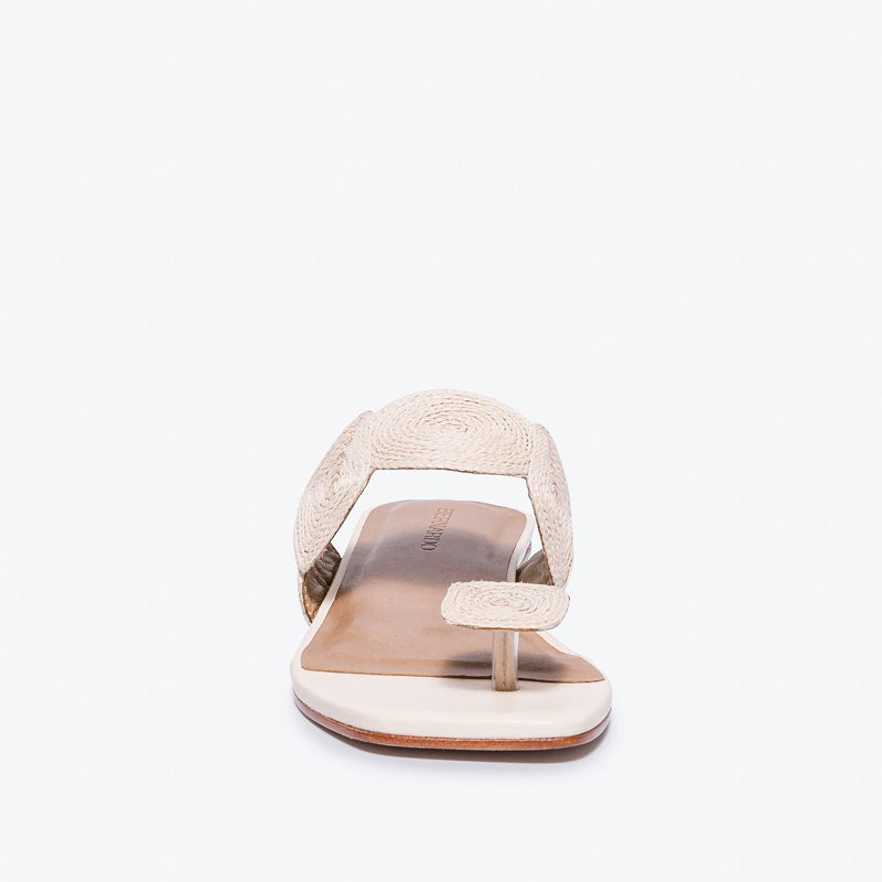 Sandalias Planas Bernardo Palermo Raffia Mujer Blancas | KHI7377QQ