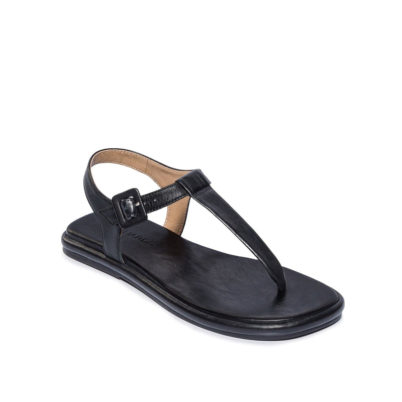 Sandalias Planas Bernardo Tucson T-Strap Mujer Negras | IQG2518KR