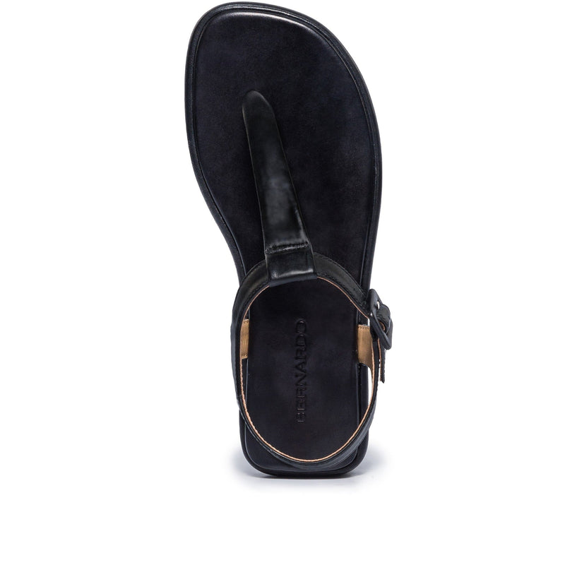 Sandalias Planas Bernardo Tucson T-Strap Mujer Negras | IQG2518KR