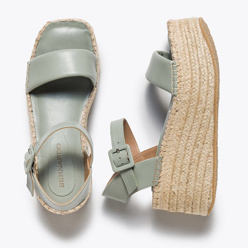 Sandalias Plataforma Bernardo Mallorca Espadrille Mujer Verde Claro | YBB7736SN