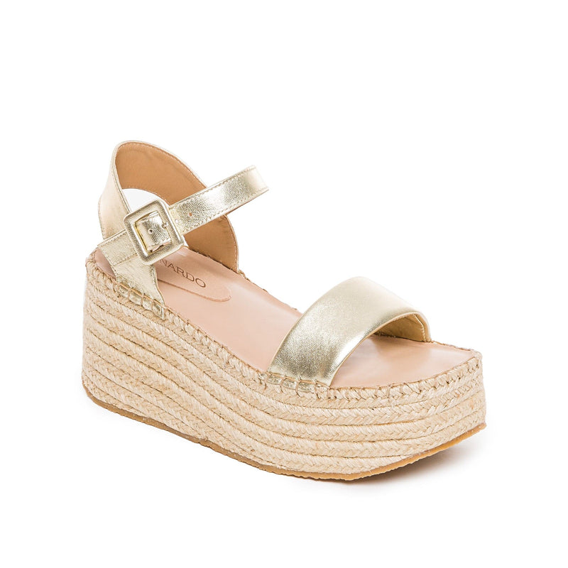 Sandalias Plataforma Bernardo Mallorca Espadrille Mujer Doradas | JME5198ZZ