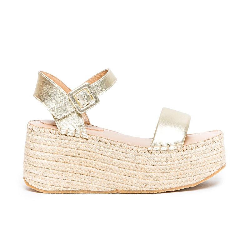 Sandalias Plataforma Bernardo Mallorca Espadrille Mujer Doradas | JME5198ZZ