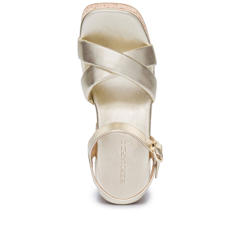 Sandalias Plataforma Bernardo Weston Mujer Doradas | AQO6531LL