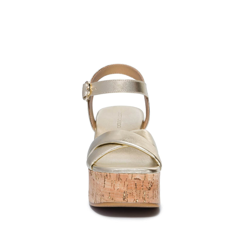 Sandalias Plataforma Bernardo Weston Mujer Doradas | AQO6531LL