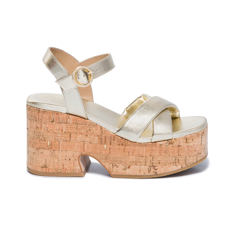 Sandalias Plataforma Bernardo Weston Mujer Doradas | AQO6531LL