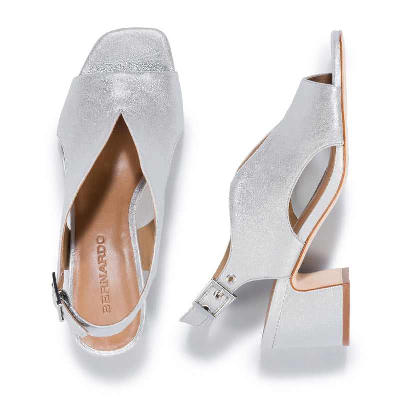 Sandalias Tacones Bernardo Bedford Mid Mujer Plateadas | VPA5571GQ