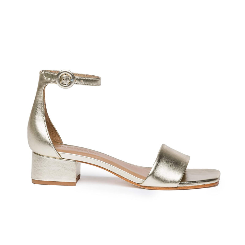 Sandalias Tacones Bernardo Jalena Low Mujer Doradas | YAH4721EU